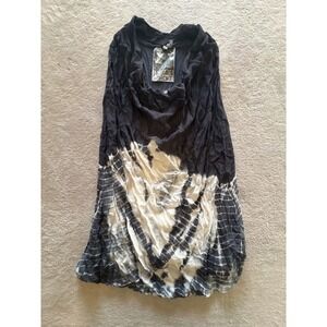 Young Fabulous & Broke Black White Tie Dye Cowl Neck Racerback Tank Top Large